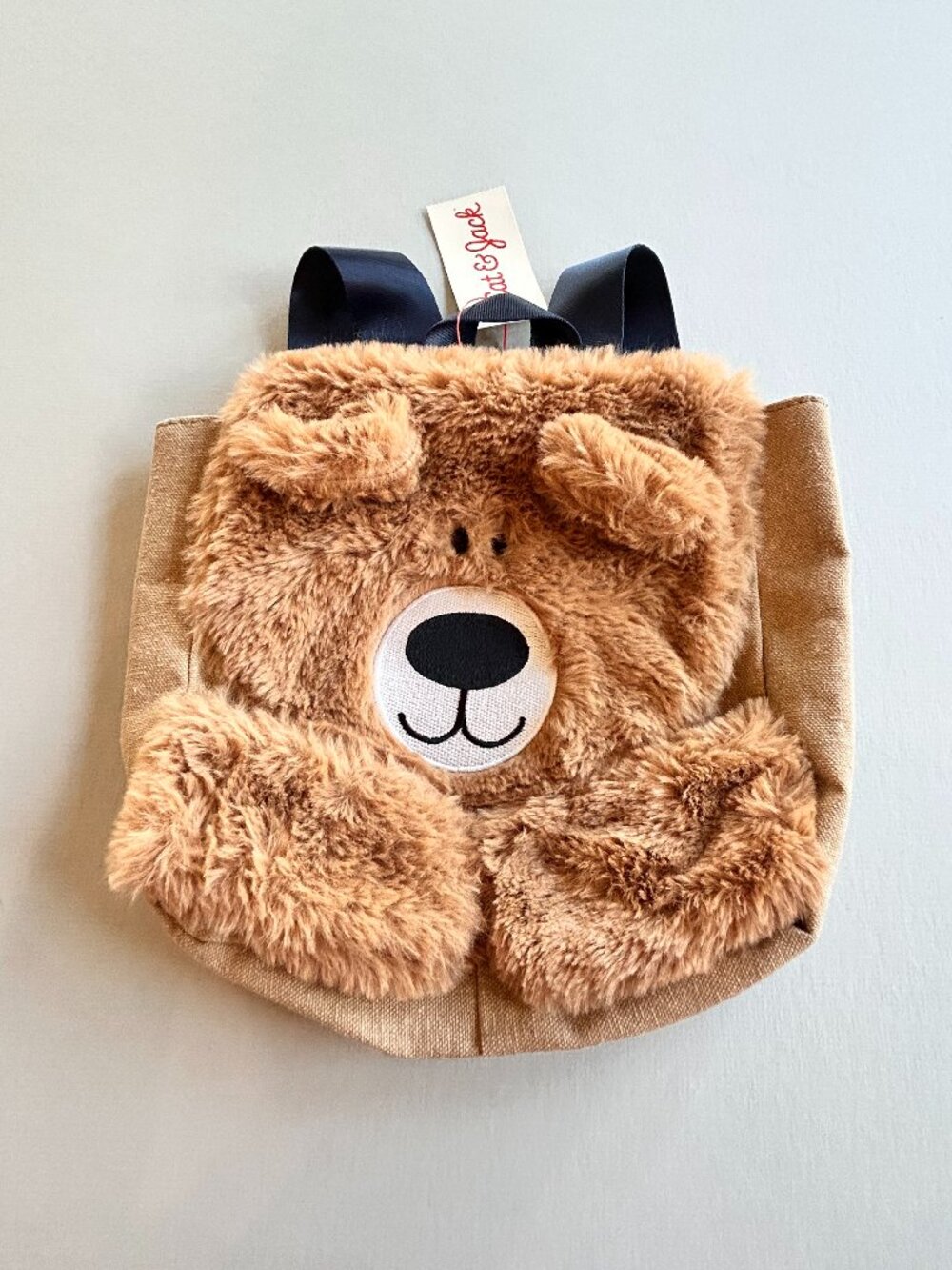 Cat & Jack Toddler Plush Teddy Bear Backpack Furry Brown Mini Book Bag Fleece